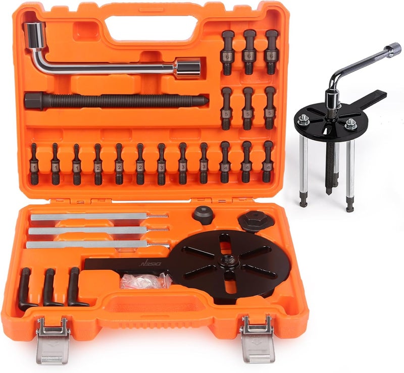 DISEN Bearing Puller, 35-in-1 Blind Bearing Puller Kit, Bearing Removal Tool for Ball Bearings with Wrench and Case (Refer to The Video for Installation and Usage) - Orange - Image 1
